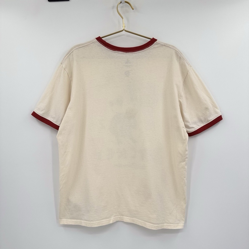 Disney Original Mickey Ringer Tee Size M Short Sleeve Cream Red Graphic - Picture 2 of 10